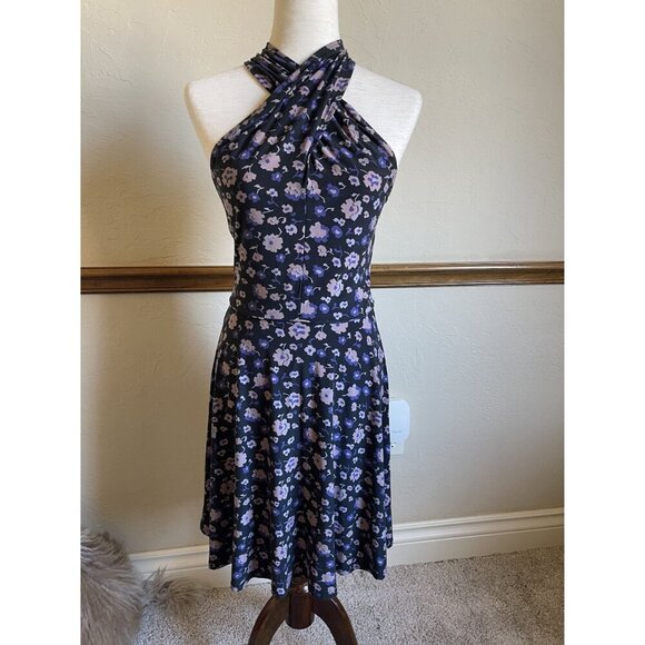 Free People Black Floral Sleeveless A-Line Dress Size Small Light Soft Polyester - Picture 6 of 9